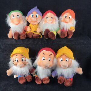 RARE Vintage Sun and Star Korea Snow White SEVEN Dwarfs Plush 9 Inch Disney